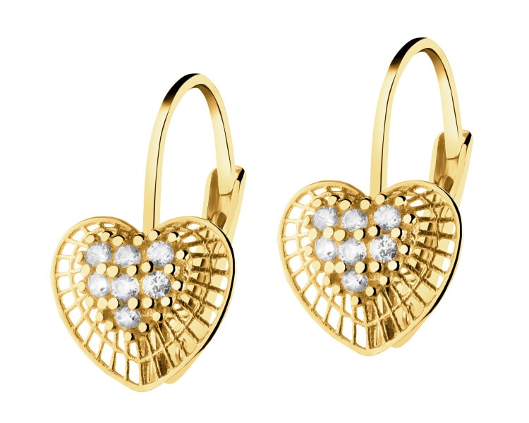 14 K Yellow Gold Dangling Earring with Cubic Zirconia
