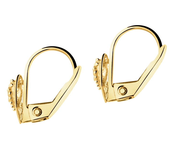 14 K Yellow Gold Dangling Earring with Cubic Zirconia