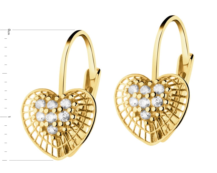 Złote kolczyki z cyrkoniami - serca