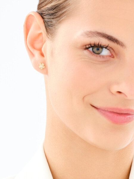 14 K Yellow Gold Earrings with Cubic Zirconia