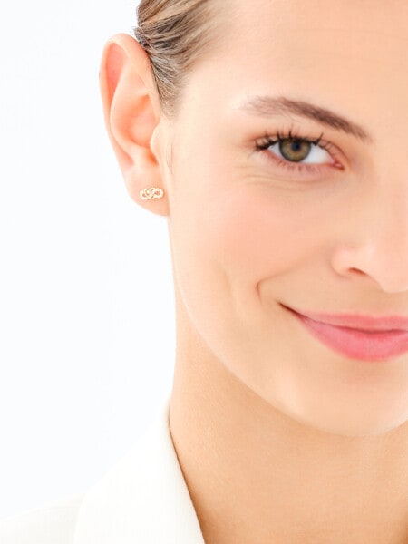 Złote kolczyki z cyrkoniami - nieskończoności, serca