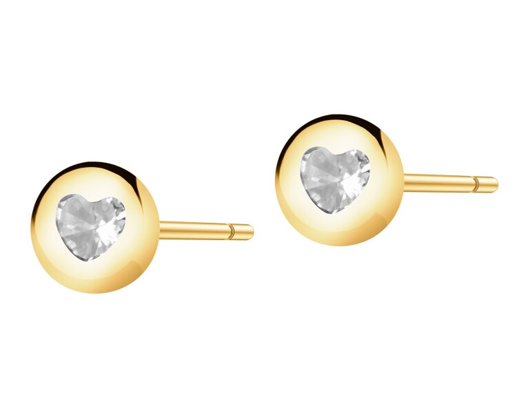 14 K Yellow Gold Earrings with Cubic Zirconia