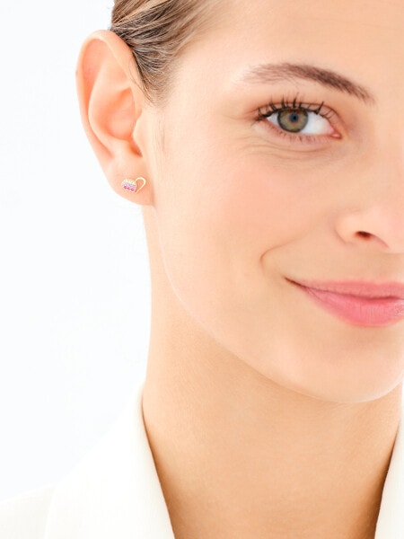 Złote kolczyki z cyrkoniami - serca