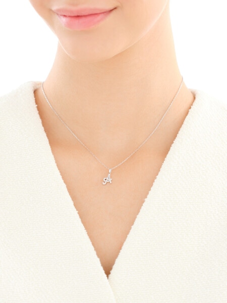 Naszyjnik srebrny z cyrkoniami - litera A