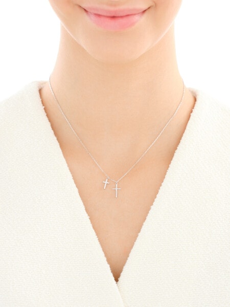 Naszyjnik srebrny z cyrkoniami - krzyże