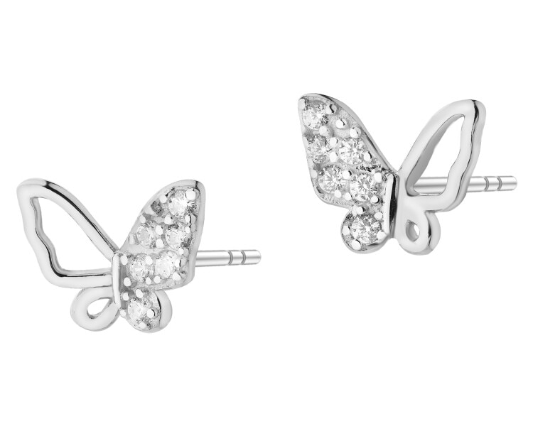 Kolczyki srebrne z cyrkoniami - motyle