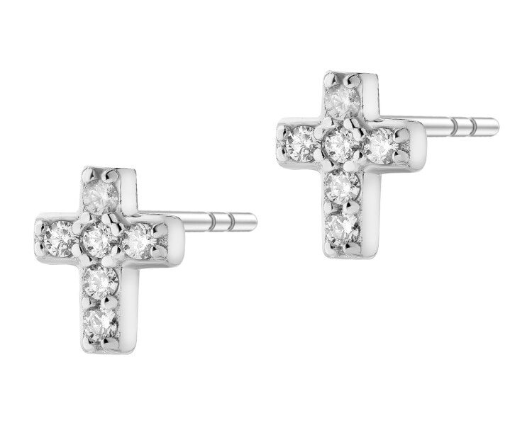 Kolczyki srebrne z cyrkoniami - krzyże