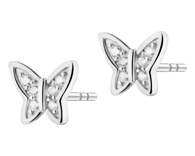 Rhodium Plated Silver Earrings with Cubic Zirconia