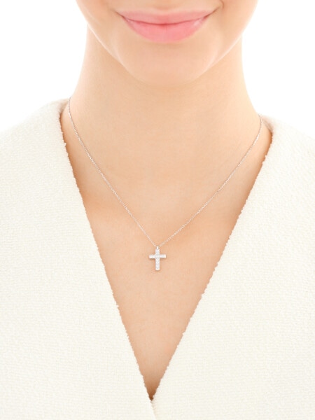 Rhodium Plated Silver Necklace with Cubic Zirconia