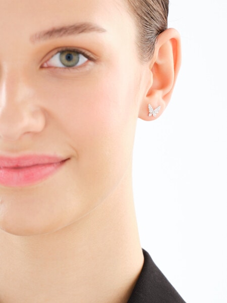 Rhodium Plated Silver Earrings with Cubic Zirconia