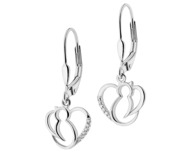 Rhodium Plated Silver Dangling Earring with Cubic Zirconia