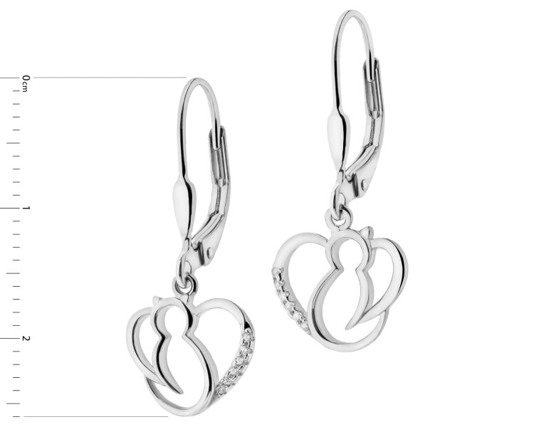 Rhodium Plated Silver Dangling Earring with Cubic Zirconia