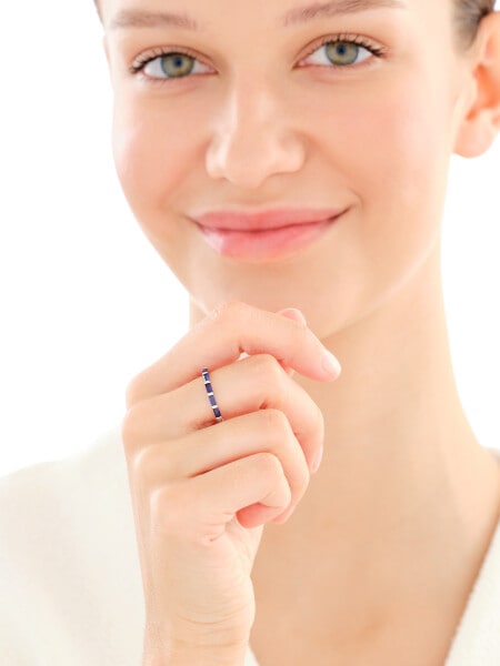 Rhodium Plated Silver Band Ring with Cubic Zirconia