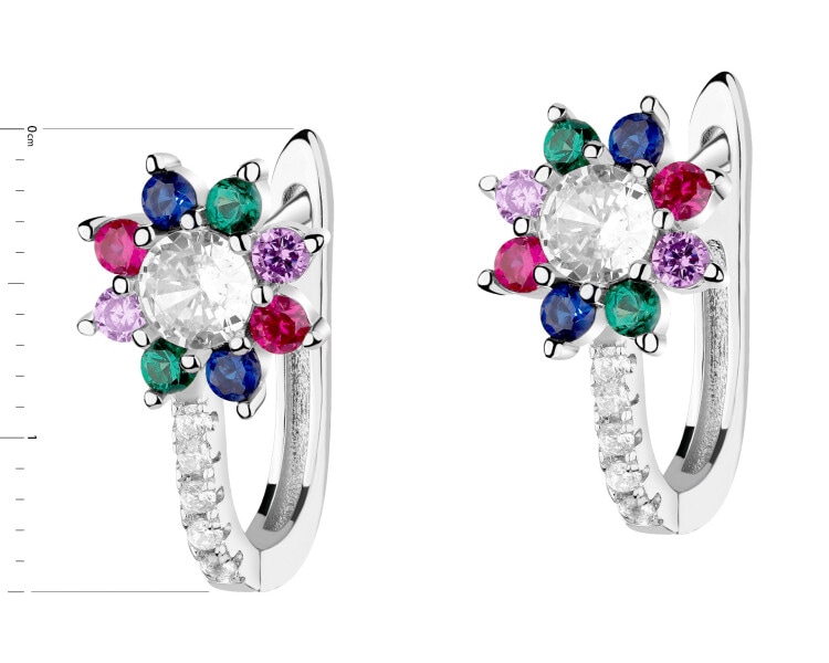 Kolczyki srebrne z cyrkoniami - kwiaty