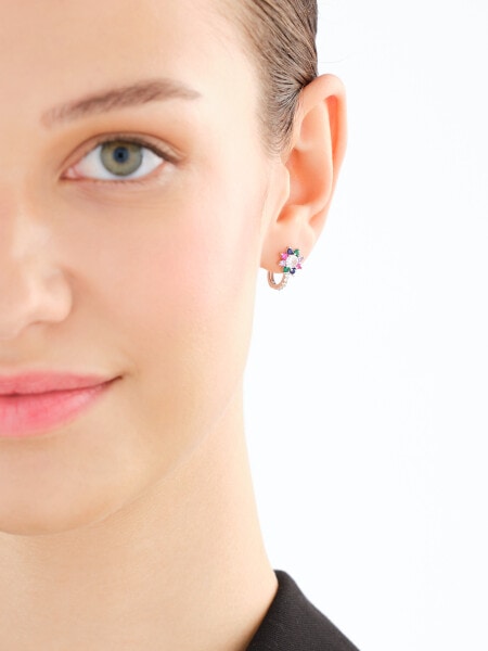 Kolczyki srebrne z cyrkoniami - kwiaty