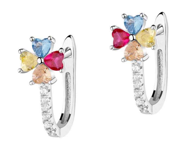 Kolczyki srebrne z cyrkoniami - koniczyny