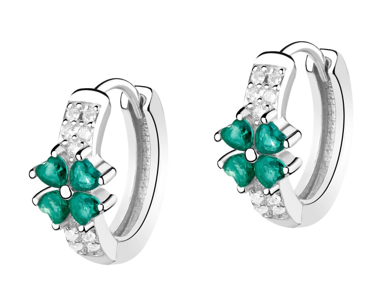 Kolczyki srebrne z cyrkoniami - koniczyny