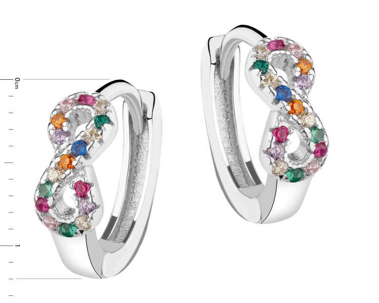 Stříbrné náušnice se zirkony - nekonečno