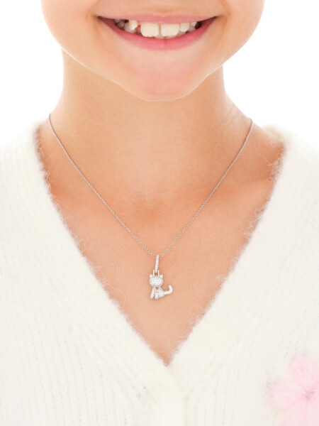 Zawieszka srebrna z cyrkoniami - kot