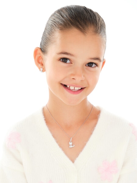 Zawieszka srebrna z cyrkoniami - kot