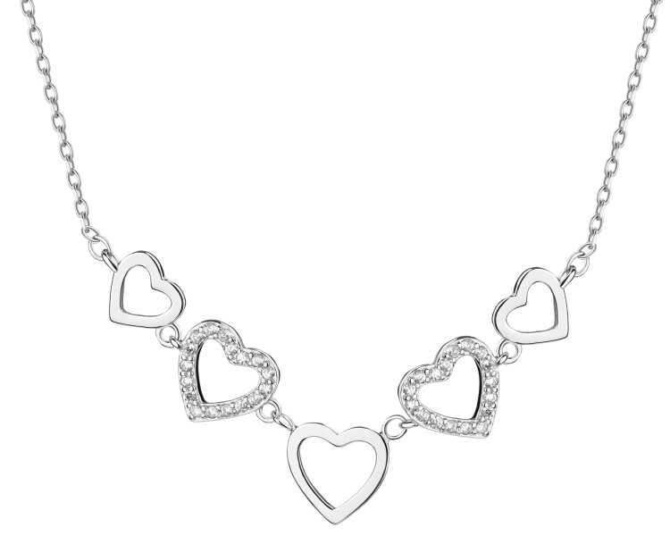 Rhodium Plated Silver Necklace with Cubic Zirconia