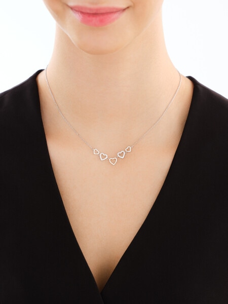 Rhodium Plated Silver Necklace with Cubic Zirconia