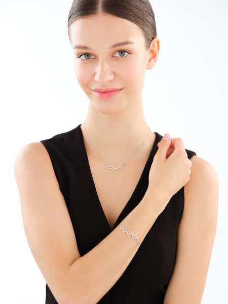 Rhodium Plated Silver Necklace with Cubic Zirconia