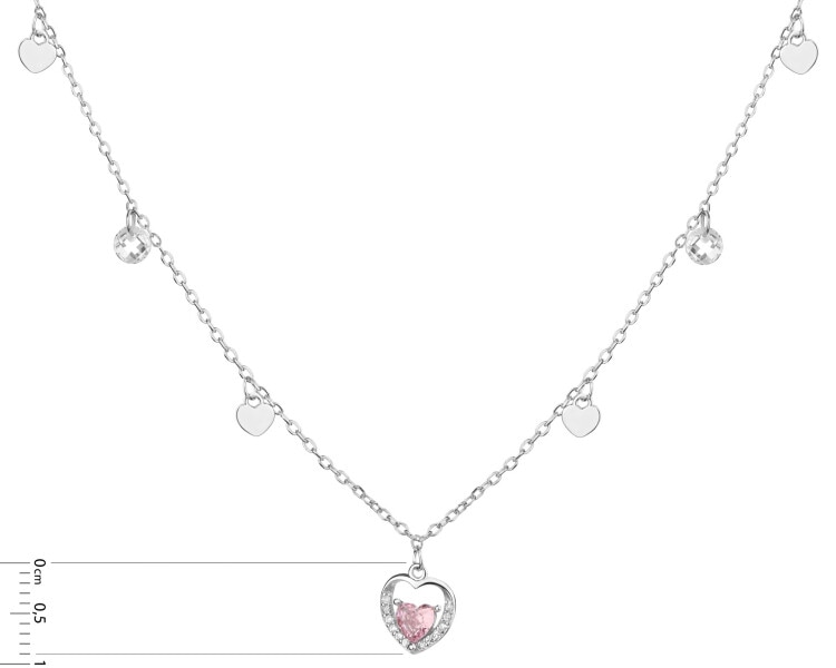 Naszyjnik srebrny z cyrkoniami - serca
