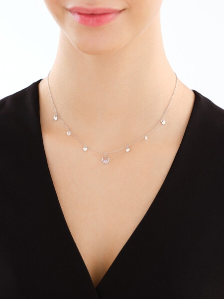 Naszyjnik srebrny z cyrkoniami - serca