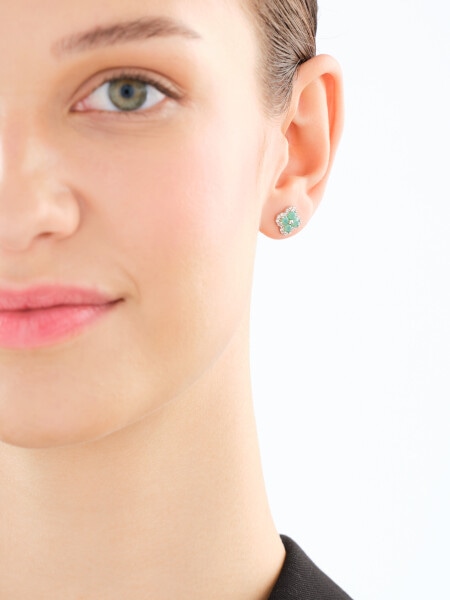 Rhodium Plated Silver Earrings with Cubic Zirconia