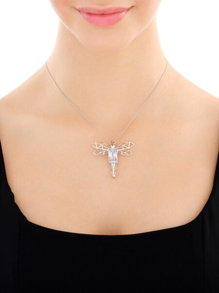 Broszka - zawieszka srebrna ze szlifowanym szkłem - ważka