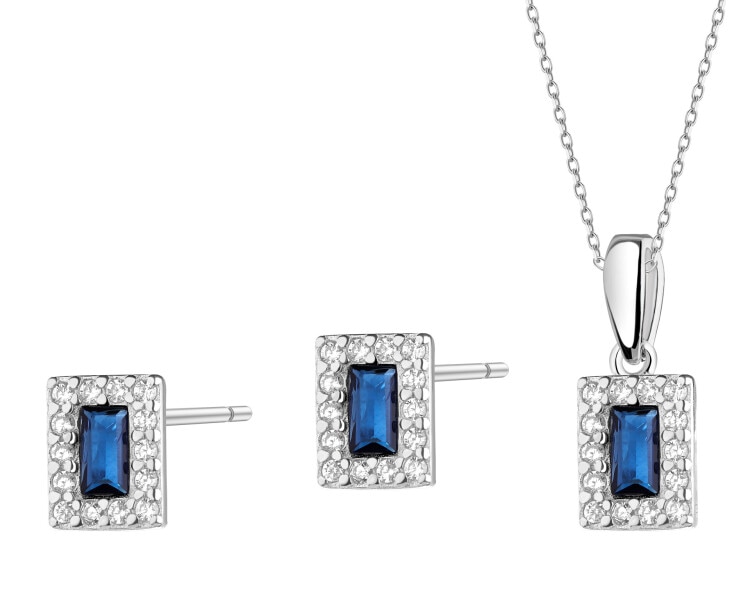 Rhodium Plated Silver Set with Cubic Zirconia