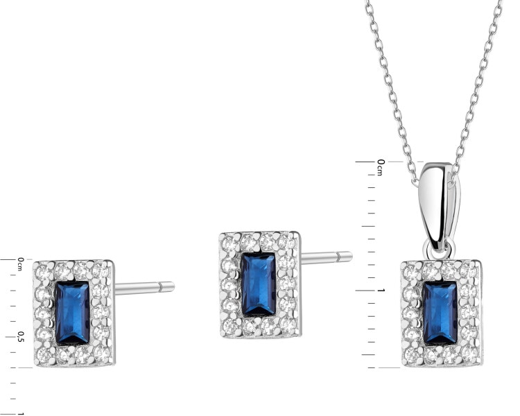 Rhodium Plated Silver Set with Cubic Zirconia