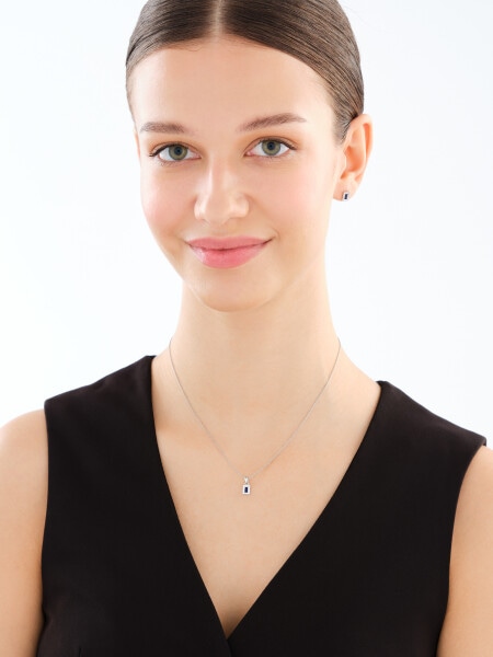 Rhodium Plated Silver Set with Cubic Zirconia