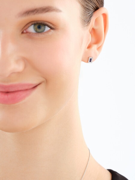 Rhodium Plated Silver Set with Cubic Zirconia