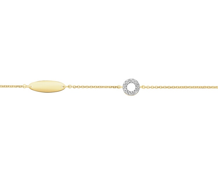 Zlatý náramek s diamanty - kroužek - 0,02 ct - ryzost 585
