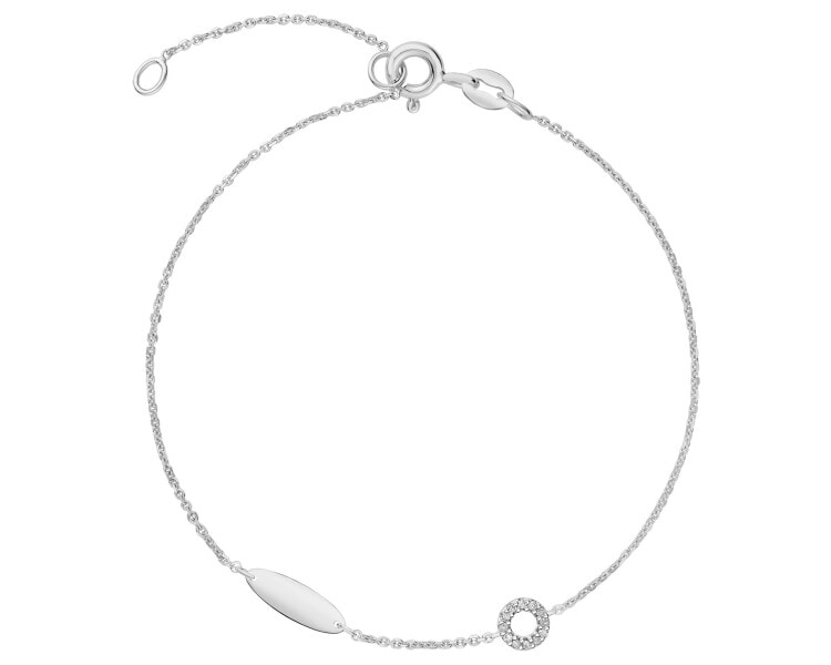 14 K Rhodium-Plated White Gold Bracelet with Diamonds - 0,02 ct - fineness 14 K