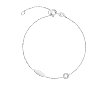 Bransoletka z białego złota z diamentami - koło - 0,02 ct - próba 585
