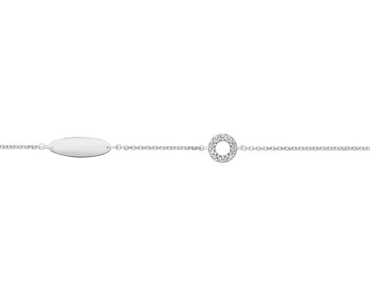 14 K Rhodium-Plated White Gold Bracelet with Diamonds - 0,02 ct - fineness 14 K
