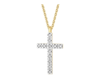 Zlatý přívěsek s diamantem - kříž - 0,03 ct - ryzost 585