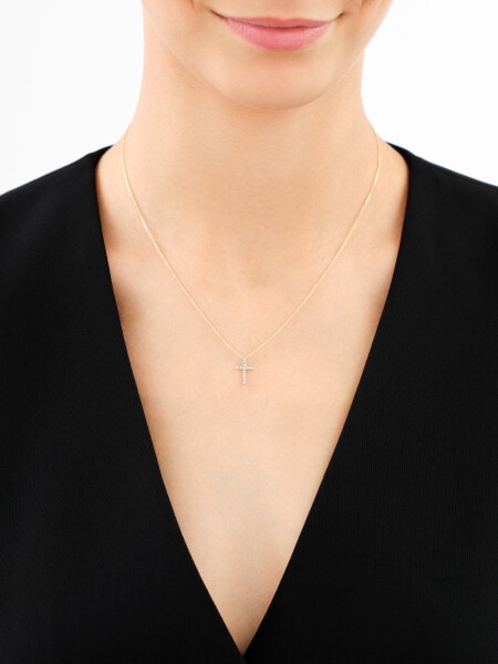 14 K Rhodium-Plated Yellow Gold Pendant with Diamond - 0,03 ct - fineness 14 K