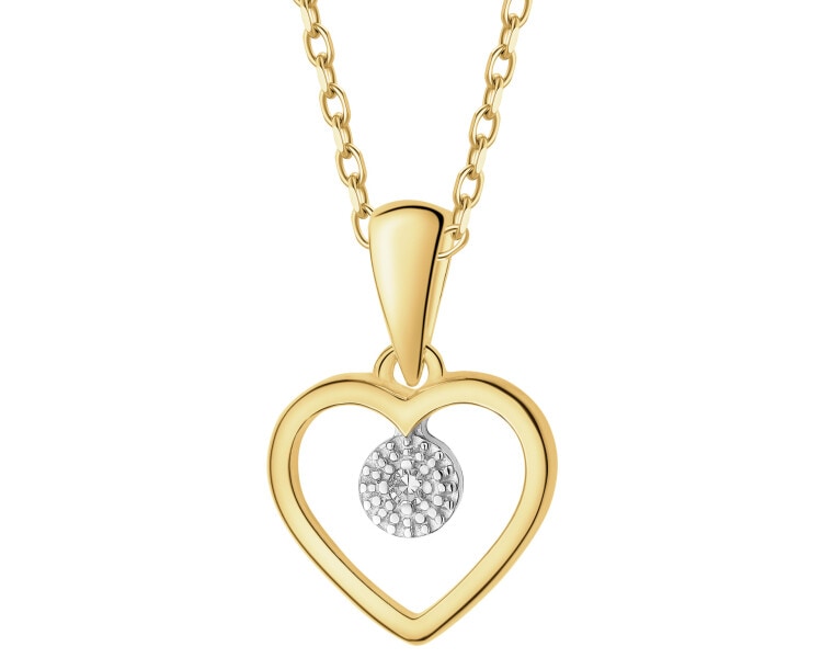 14 K Rhodium-Plated Yellow Gold Pendant with Diamond - 0,007 ct - fineness 9 K