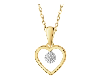 Zawieszka z żółtego złota z diamentem - serce - 0,007 ct - próba 375