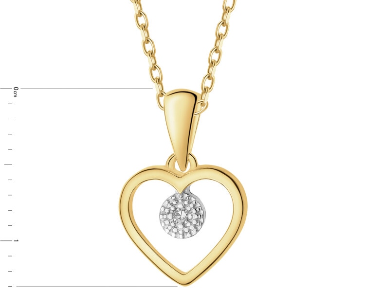 14 K Rhodium-Plated Yellow Gold Pendant with Diamond - 0,007 ct - fineness 9 K