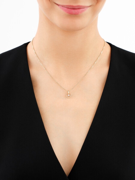 14 K Rhodium-Plated Yellow Gold Pendant with Diamond - 0,007 ct - fineness 9 K