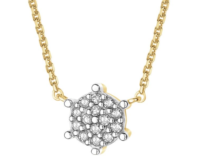 14 K Rhodium-Plated Yellow Gold Pendant with Diamond - 0,06 ct - fineness 9 K