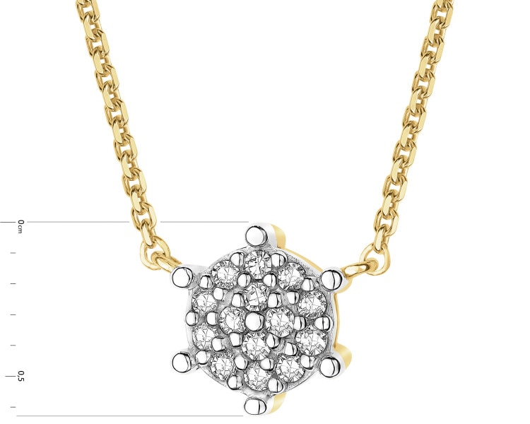 14 K Rhodium-Plated Yellow Gold Pendant with Diamond - 0,06 ct - fineness 9 K