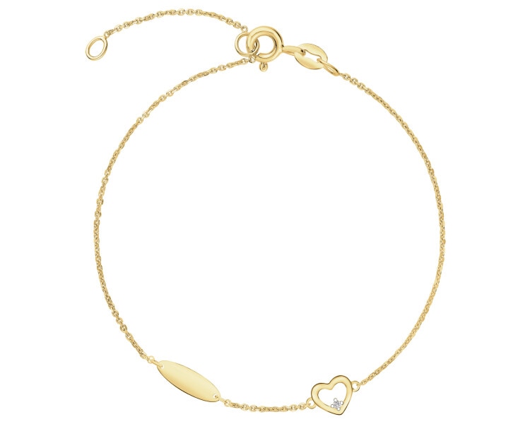 14 K Rhodium-Plated Yellow Gold Pendant with Diamond - 0,004 ct - fineness 9 K