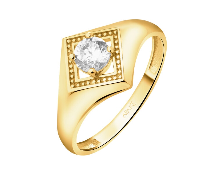9 K Yellow Gold Ring with Cubic Zirconia