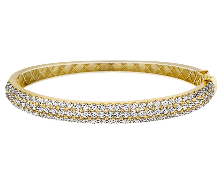 14 K Rhodium-Plated Yellow Gold Rigid Bracelet